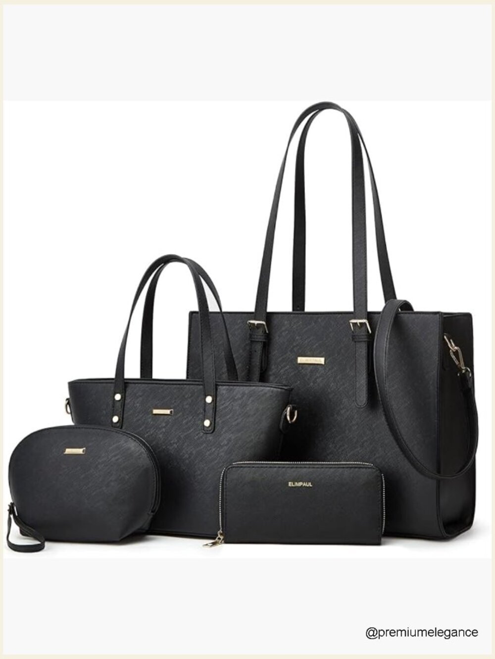 Synthetic Leather Tote Satchel 4-Piece Set with Crossbody Bag & Wallet